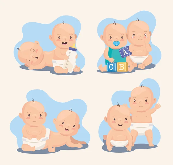 Schattig groep van baby jongens — Stockvector