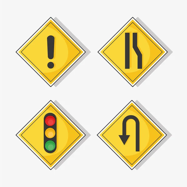 Quatre feux de signalisation routière — Image vectorielle