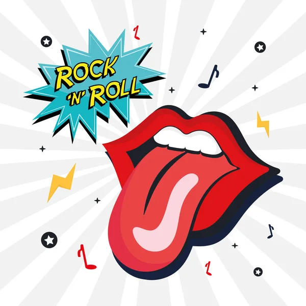 Rock and roll usta — Wektor stockowy