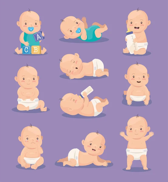 Stock vector group baby boys