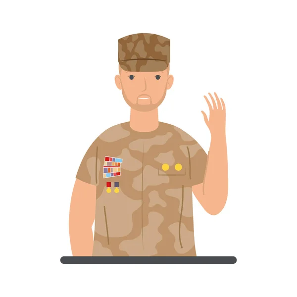 Soldat militaire caractère — Image vectorielle