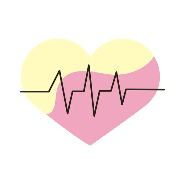Cuore cardio con battito cardiaco — Vettoriale Stock