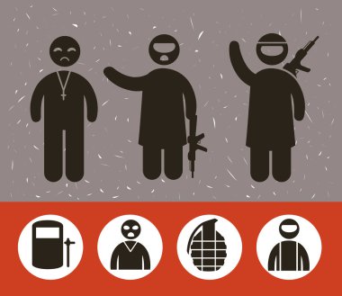 yedi aşırılık yanlısı siluet simgeleri