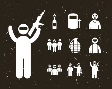 ten extremists silhouettes icons clipart