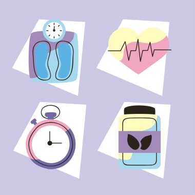 dört sağlıklı yaşam biçimi simgesi