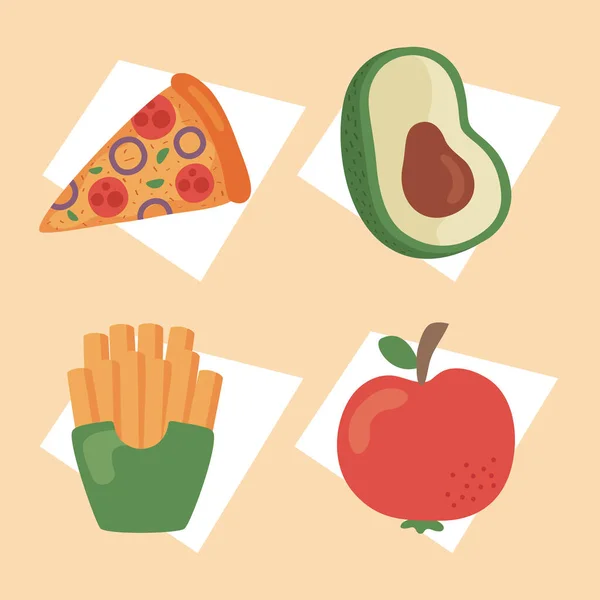 Čtyři ikony výživy potravin — Stockový vektor