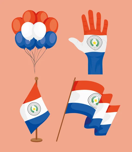 Quatro ícones do país do Paraguai —  Vetores de Stock