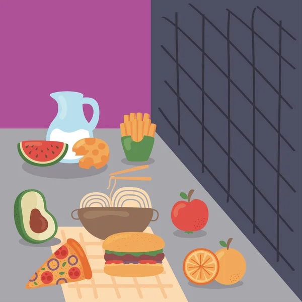 Nutritif alimentaire dans le tableau — Image vectorielle