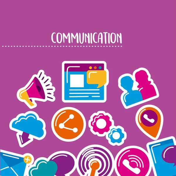 Doze ícones de tecnologia de comunicação — Vetor de Stock