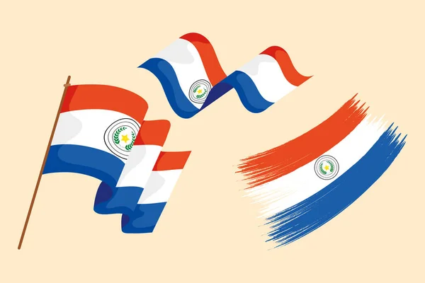 Paraguay tři vlajky — Stockový vektor