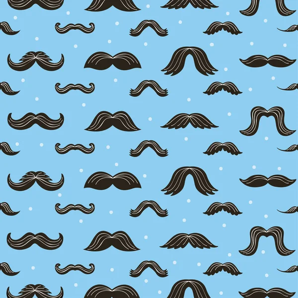 Mustaches pattern in blue — Stock Vector