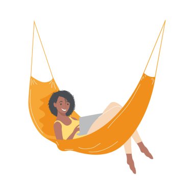 Laptop kullanan afro kız