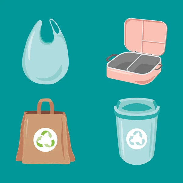 Quatre icônes en plastique en moins — Image vectorielle