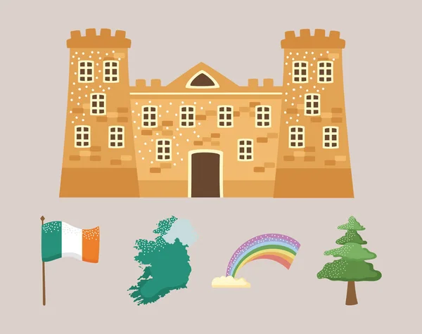 5つのアイルランド文化のアイコンが — ストックベクタ