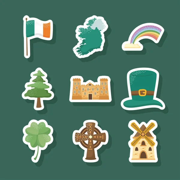 Neuf icônes de la culture ireland — Image vectorielle