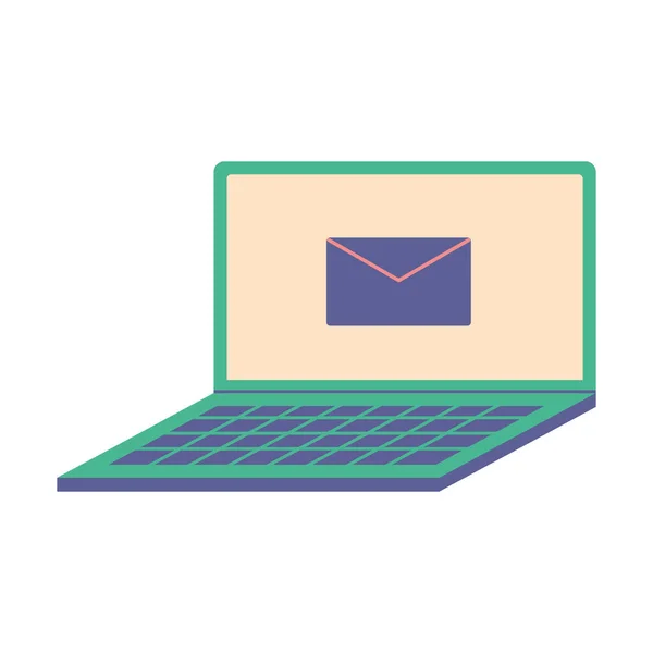 Ordinateur portable avec enveloppe email — Image vectorielle