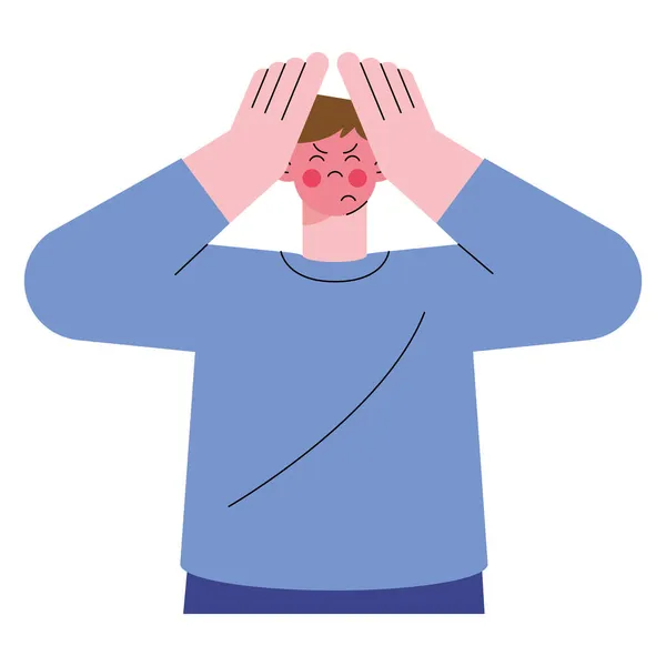 Mann mit Kopfschmerzen krank — Stockvektor