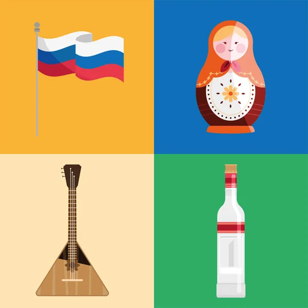 Четыре иконки стран Руси — стоковый вектор