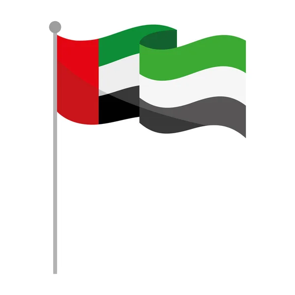 阿联酋国旗在杆子上 — 图库矢量图片