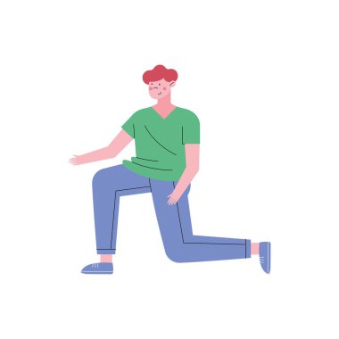 Genç adam diz çökmüş