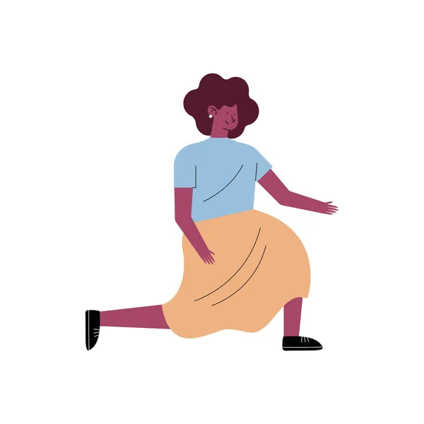 Afro femme agenouillé caractère — Image vectorielle