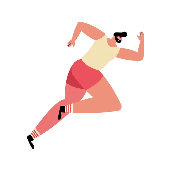 Hombre barbudo atleta corriendo — Vector de stock