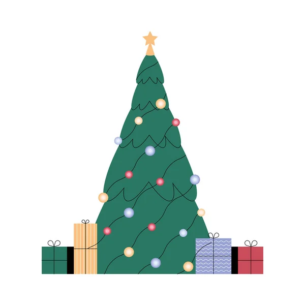 Karácsonyfa ajándékokkal — Stock Vector