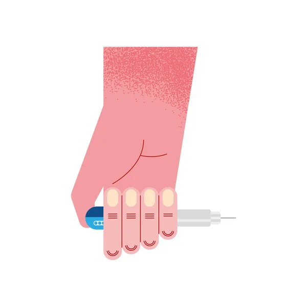 Mão com seringa de insulina —  Vetores de Stock
