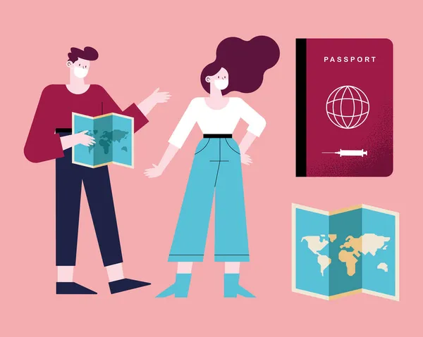 Couple et passeport santé — Image vectorielle