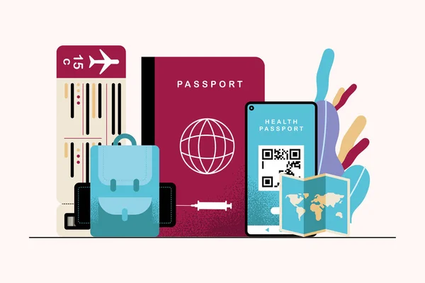 Icônes passeport santé numérique — Image vectorielle