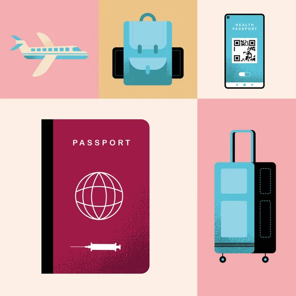 Cinq icônes passeport santé — Image vectorielle