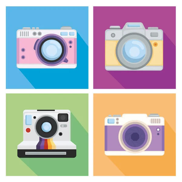 Cámaras fotográficas estilo retro — Vector de stock