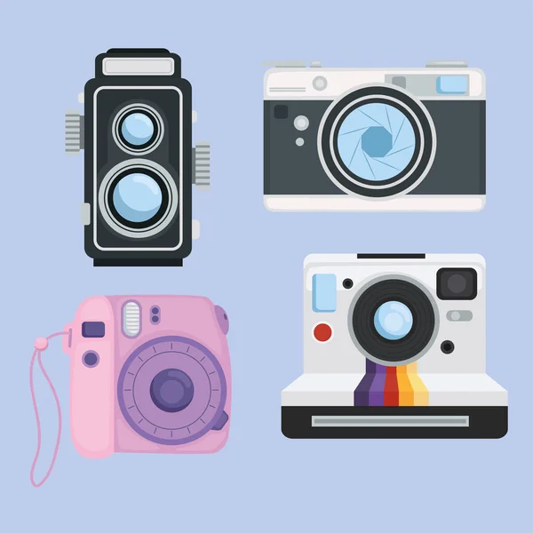 Retro photographic cameras — Stock Vector