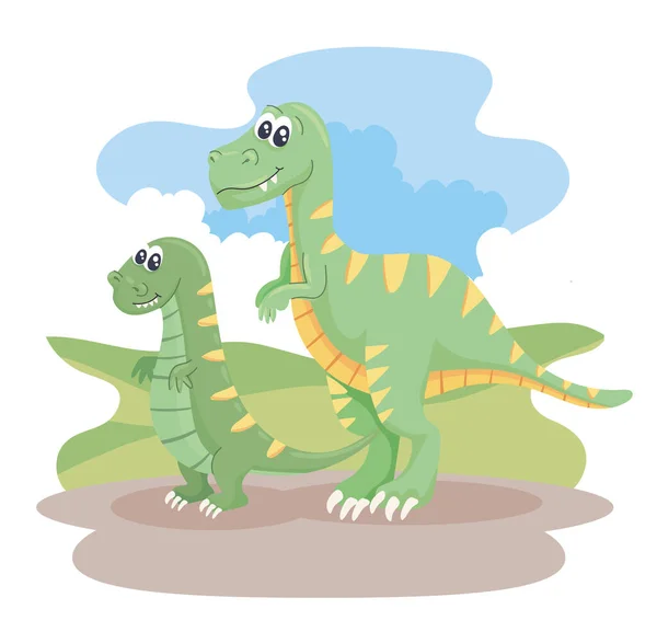 Two dinosaurs scene — Stock Vector