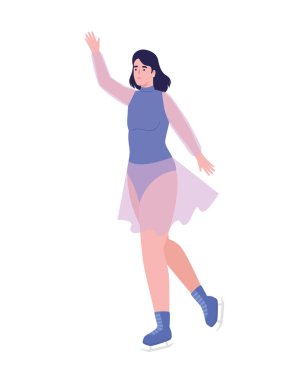 Kadın buz pateni yapıyor.