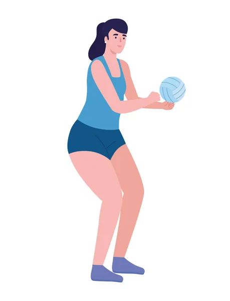 Mulher praticando voleibol —  Vetores de Stock