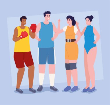 Dört sporcu karakter.