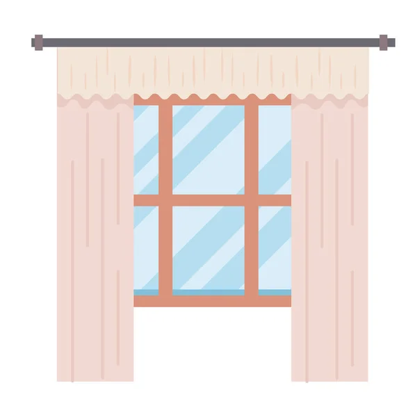 Fönster med gardiner — Stock vektor