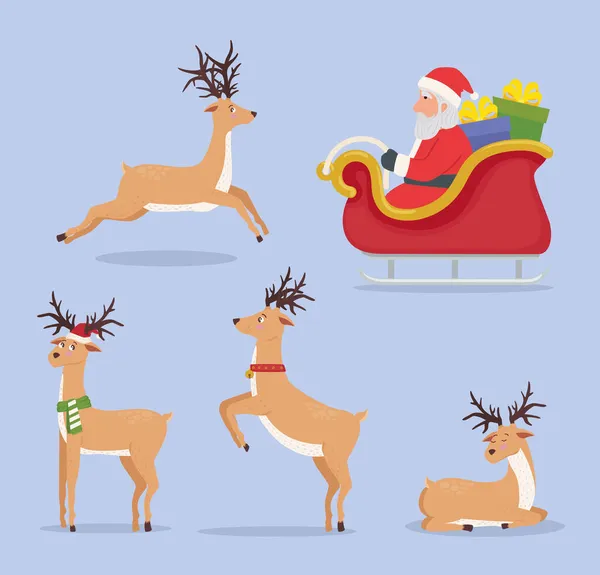 Cinq animaux de renne icônes — Image vectorielle