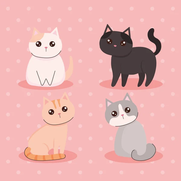 Groupe de chats mignons — Image vectorielle