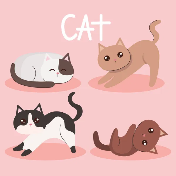 Bonito gatos grupo — Vetor de Stock