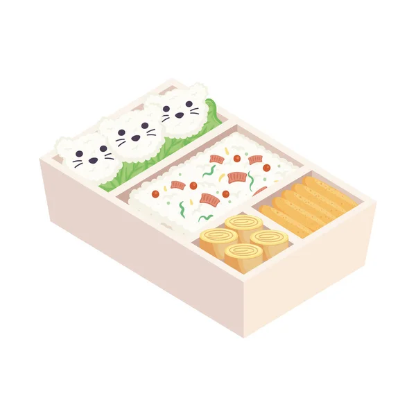 Beige Bento Box mit Mittagessen — Stockvektor