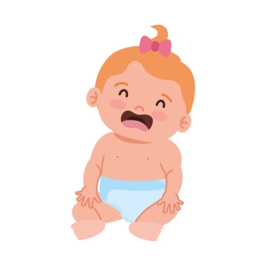 Kız bebek oturuyor.