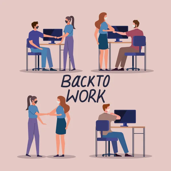 Back to work scenes — Stock Vector