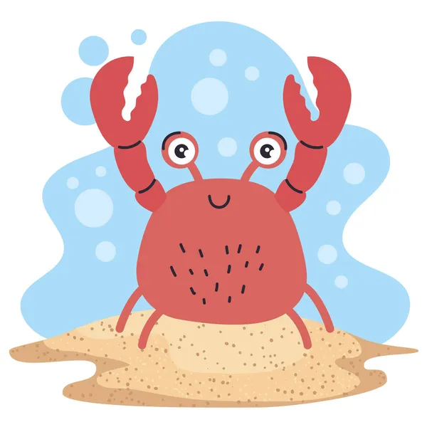 Lindo cangrejo marino escena — Vector de stock