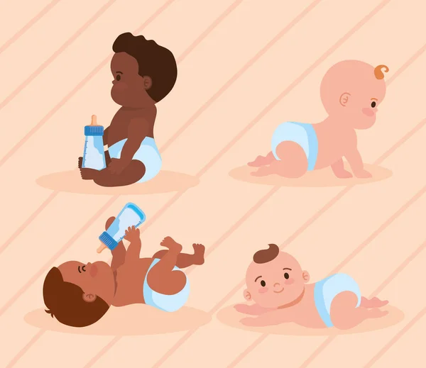 Groupe de bébés mignons — Image vectorielle