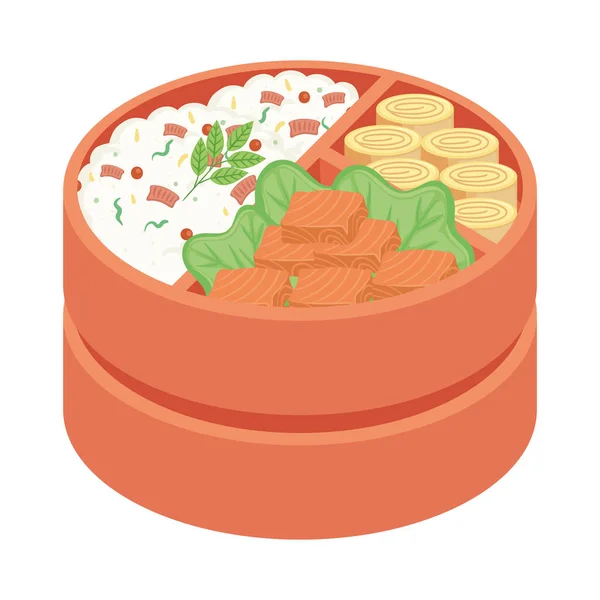 Boîte à bento orange avec déjeuner — Image vectorielle