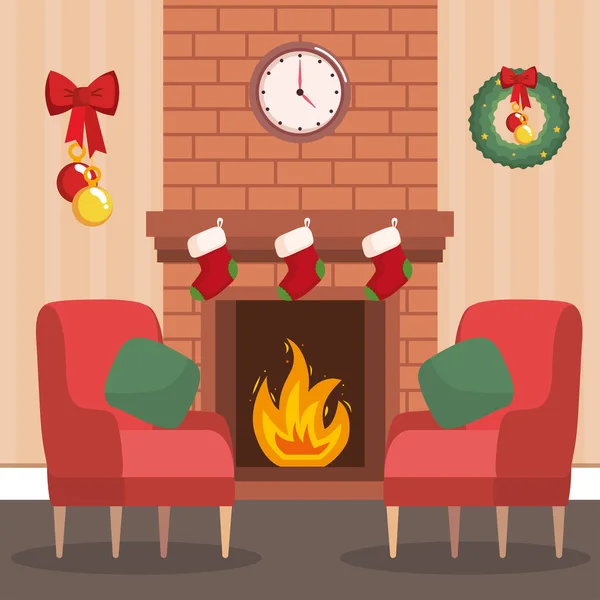 Χριστούγεννα εσωτερικό σπίτι — Διανυσματικό Αρχείο