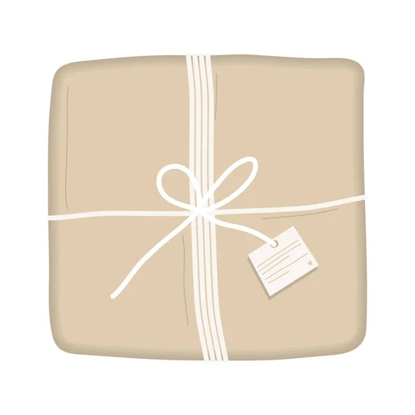 Caja de regalo beige — Vector de stock