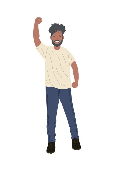 Pretty guy afro protesting — Stock Vector